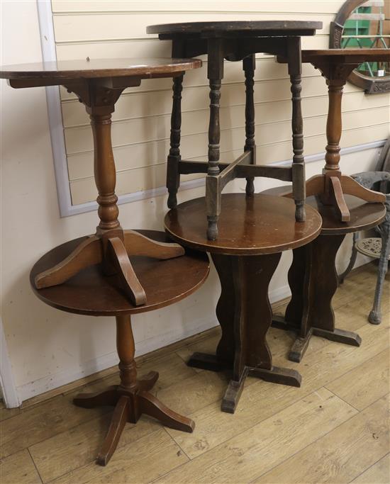 Six round topped pub tables